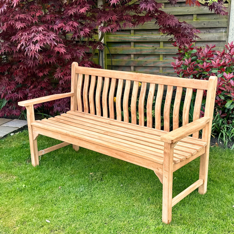 The Waveback Teak Wood Garden Bench Seater – Norfolk Designer