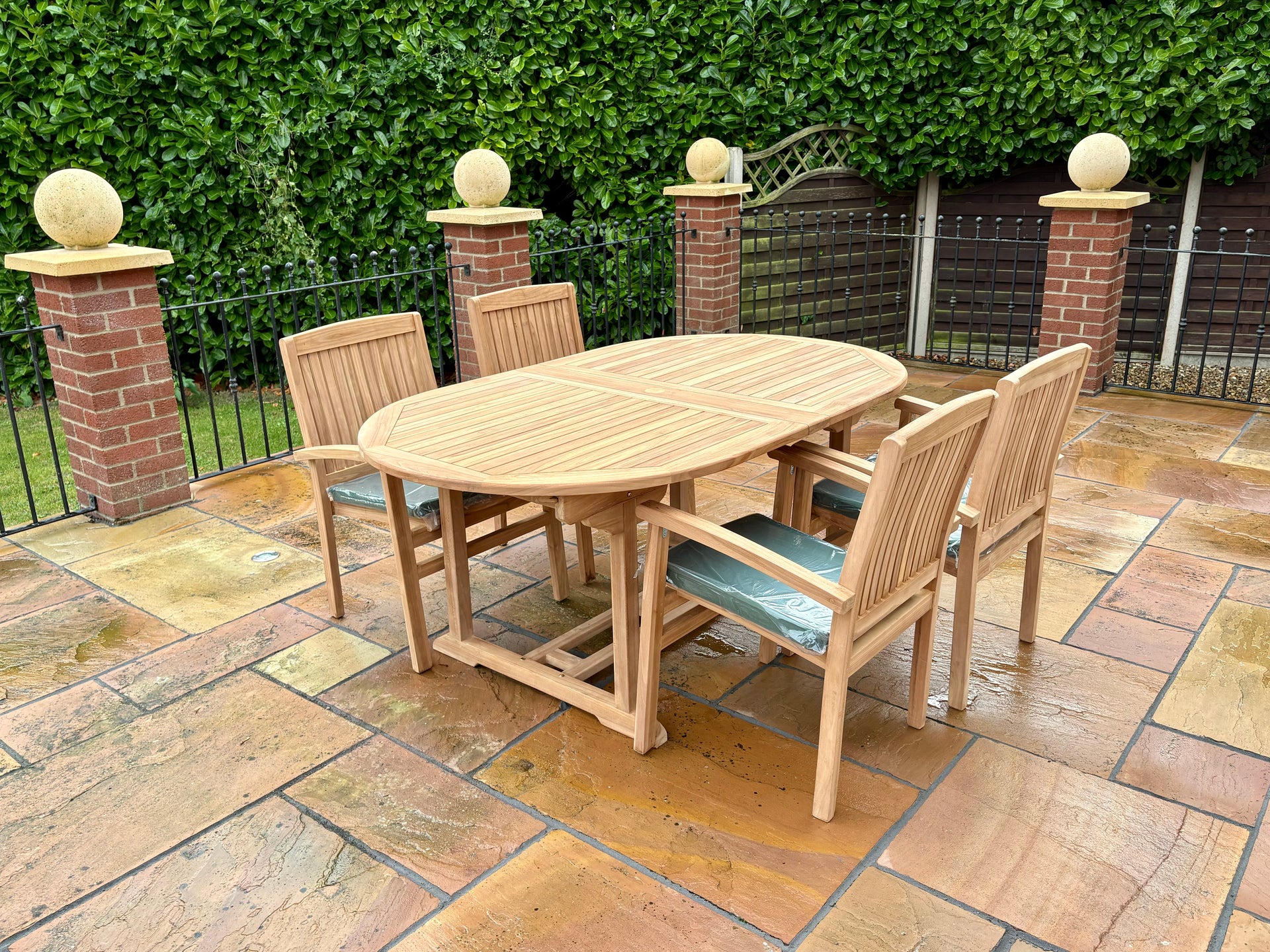 Mayfair Teak Wood Outdoor Dining Set | 4 Seater | With Weatherproof Cushions