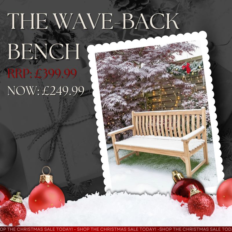 The Waveback Teak Wood Garden Bench | 3 Seater