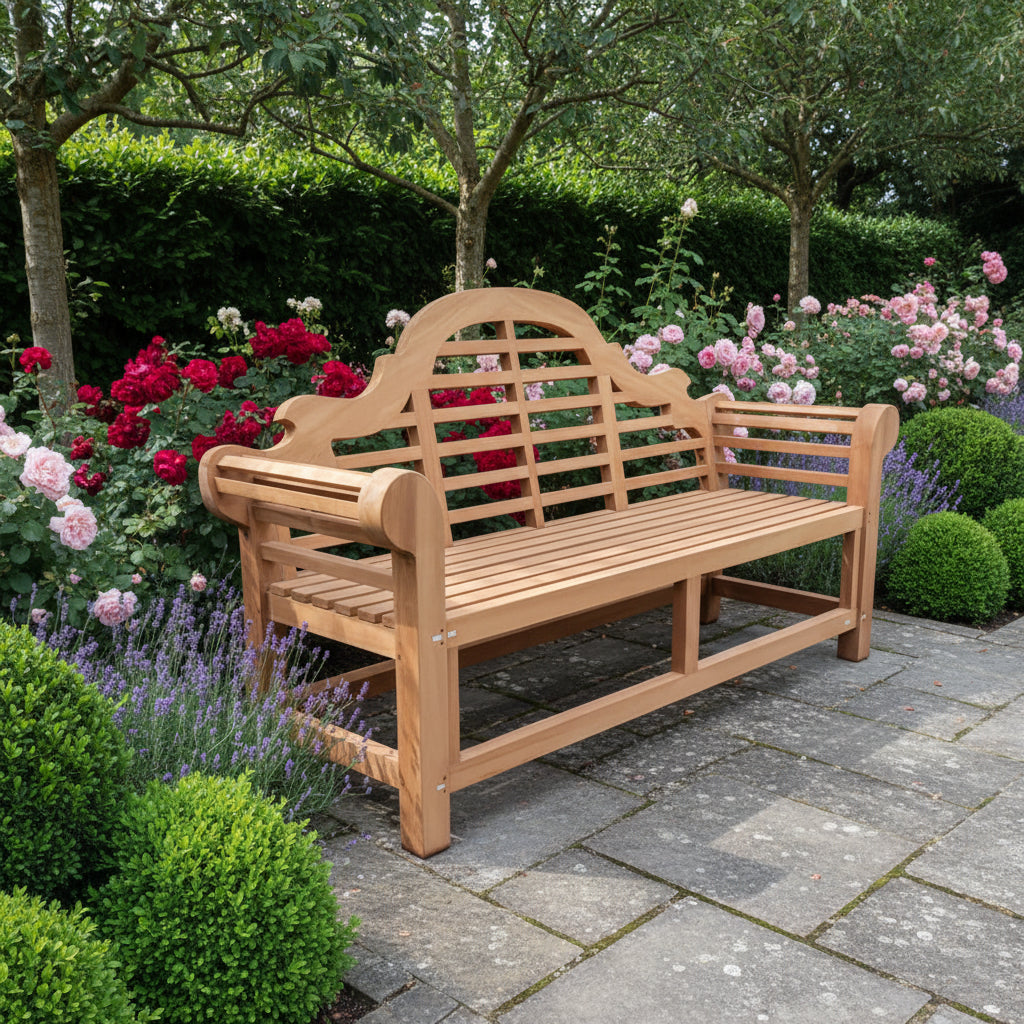 Original Luytens Teak Wood Garden Bench | 4 Seater