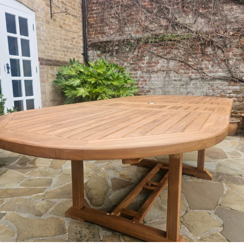 Heritage Extra Wide Teak Wood Outdoor Dining Table | 120cm Wide | Extending | Oval