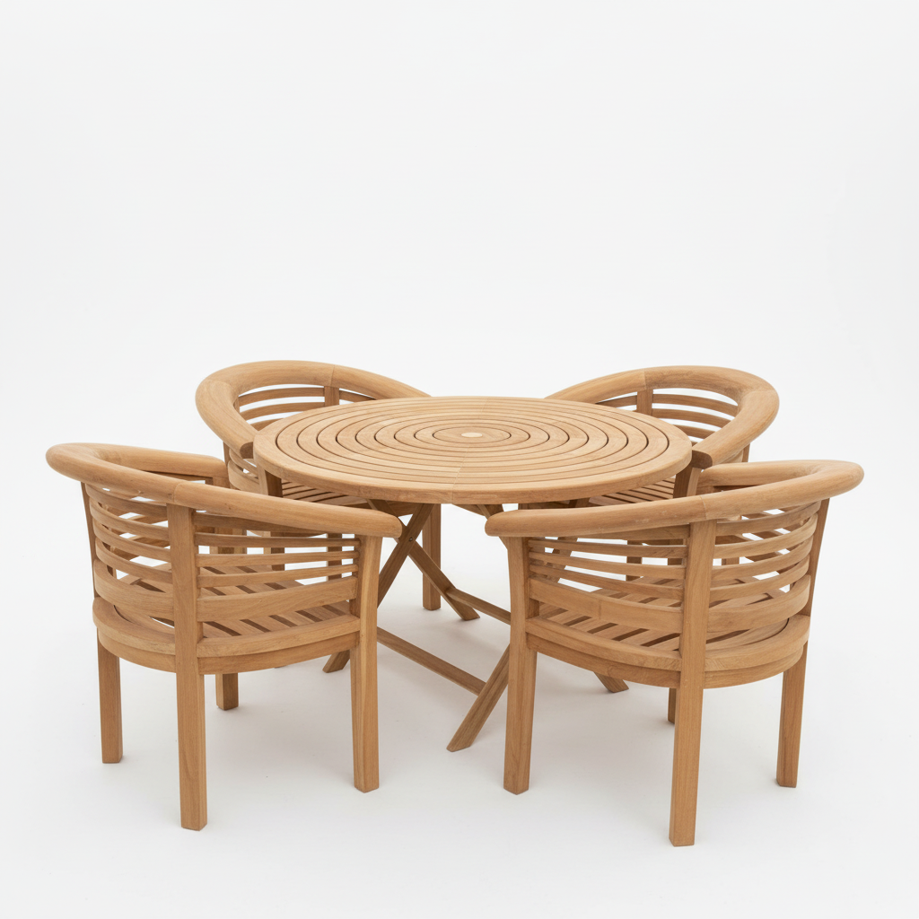 Churchill Teak Wood Outdoor Dining Set | 4 Seater | With Weatherproof Cushions