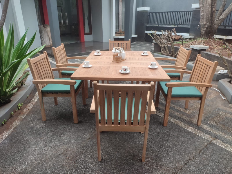 Westminster Teak Wood Outdoor Dining Set | 6 Seater | With Weatherproof Cushions