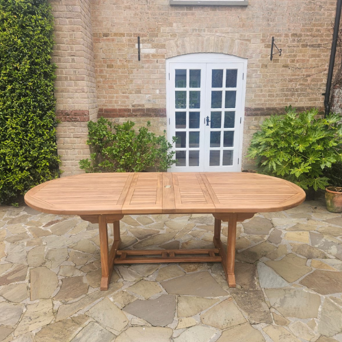Heritage Extra Wide Teak Wood Outdoor Dining Table | 120cm Wide | Extending | Oval