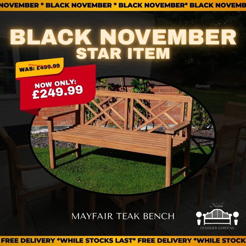 Mayfair Teak Bench | 3 Seater