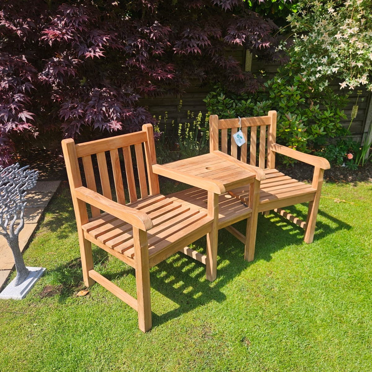 Outdoor Love Seat | Heavy Duty Teak Wood Garden Love Seat | 2 Seater