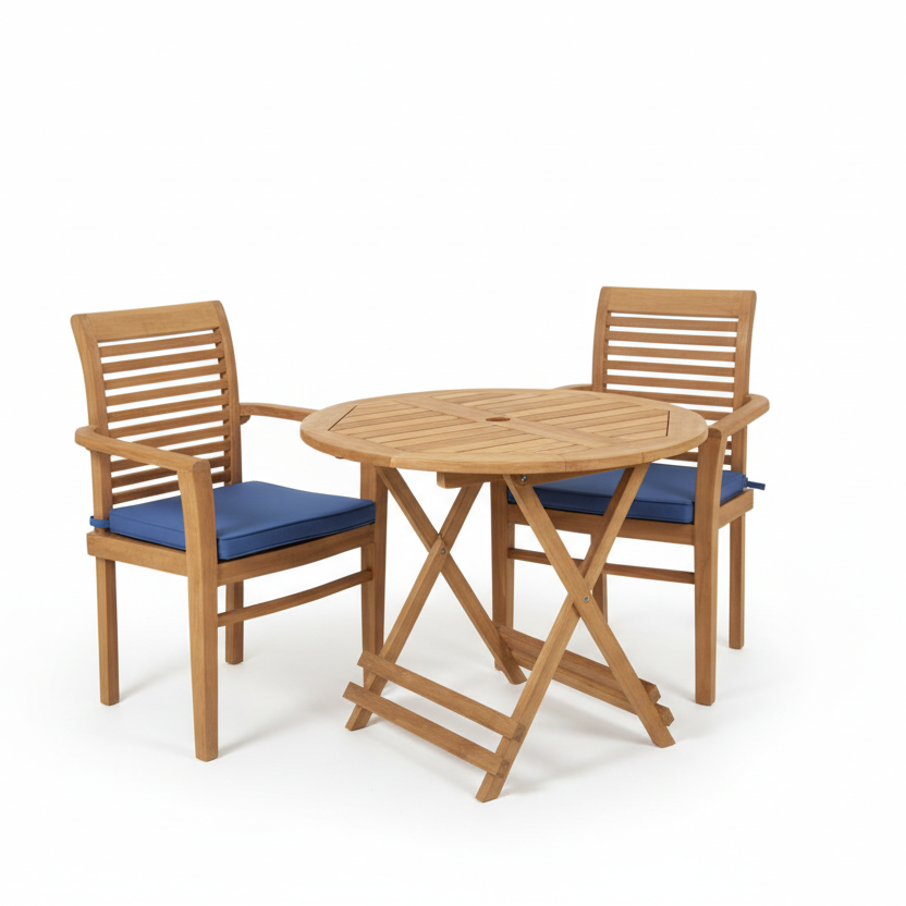 Rhodes Teak Wood Outdoor Dining / Bistro Set | 2 Seater