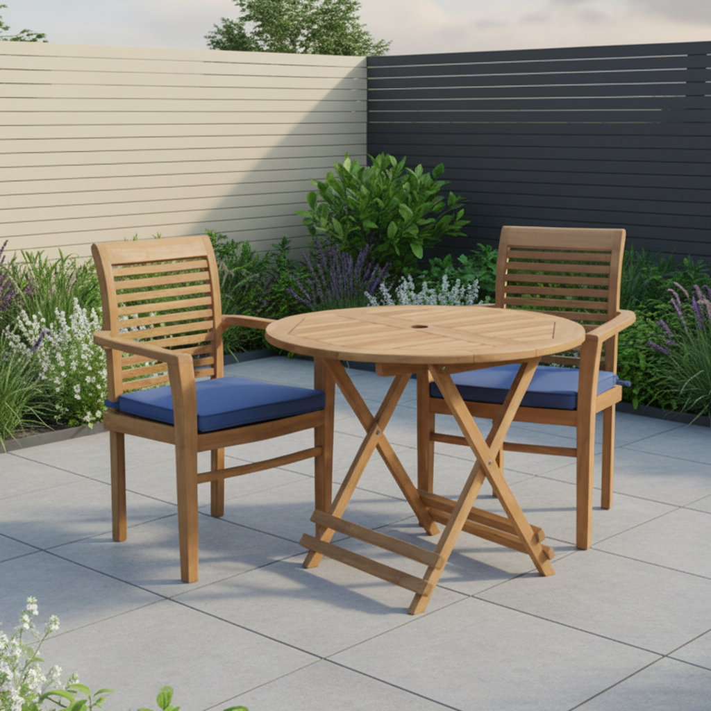 Rhodes Teak Wood Outdoor Dining / Bistro Set | 2 Seater