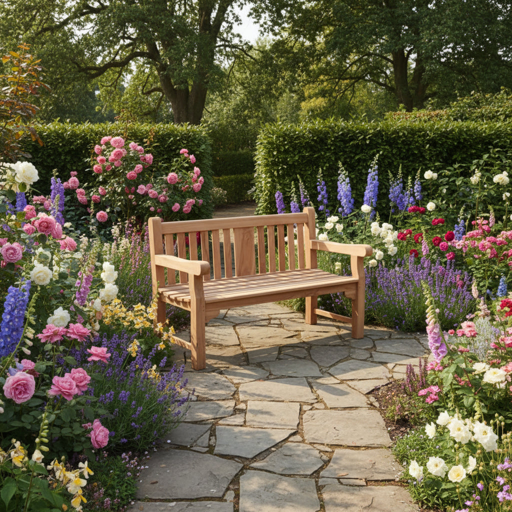 Kingston Teak Wood Garden Bench | 3 Seater