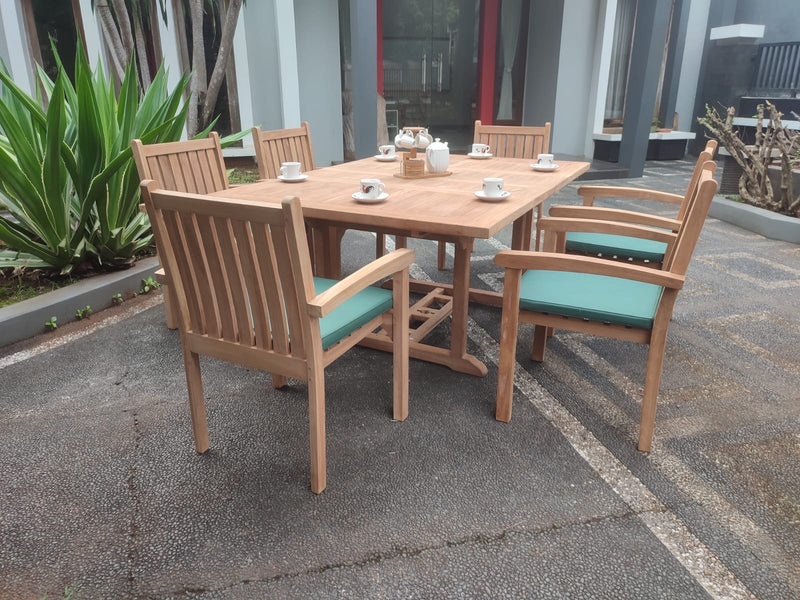 Westminster Teak Wood Outdoor Dining Set | 6 Seater | With Weatherproof Cushions
