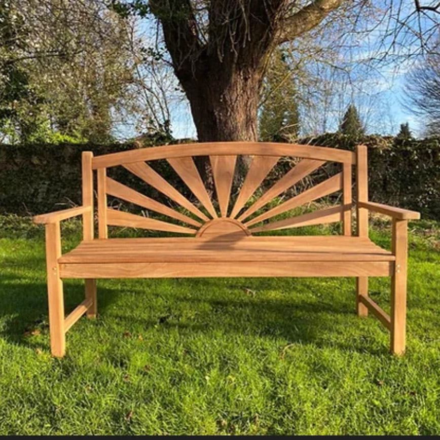 Starburst Teak Wood Garden Bench | 3 Seater