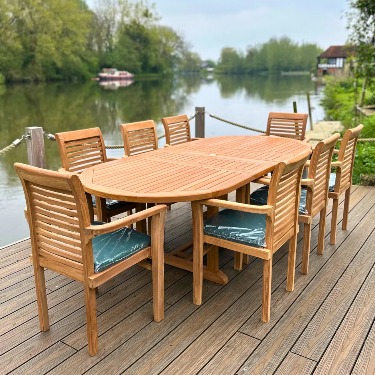 Heritage (Heavy Duty) | Teak Wood Outdoor Dining Set | 8 Seater | With ...