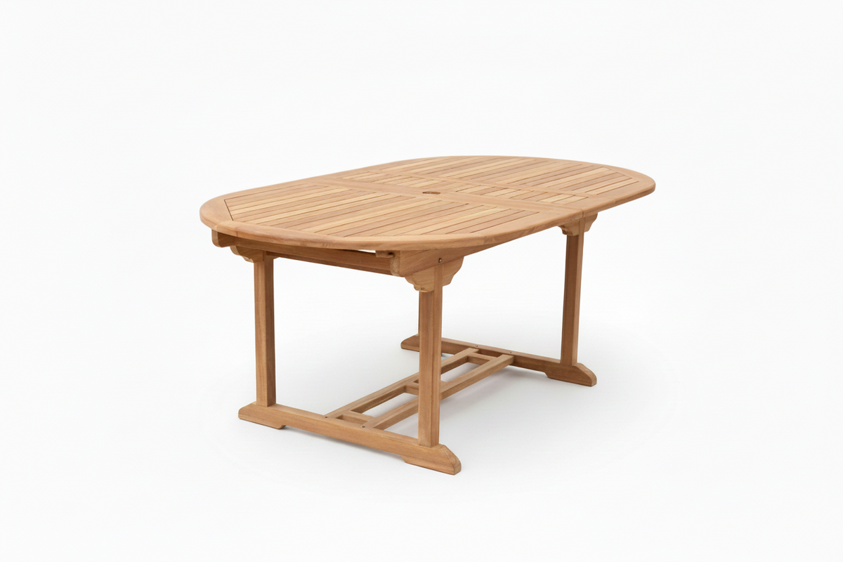 Heritage Teak Wood Outdoor Dining Table | 100cm Wide | Extending | Oval