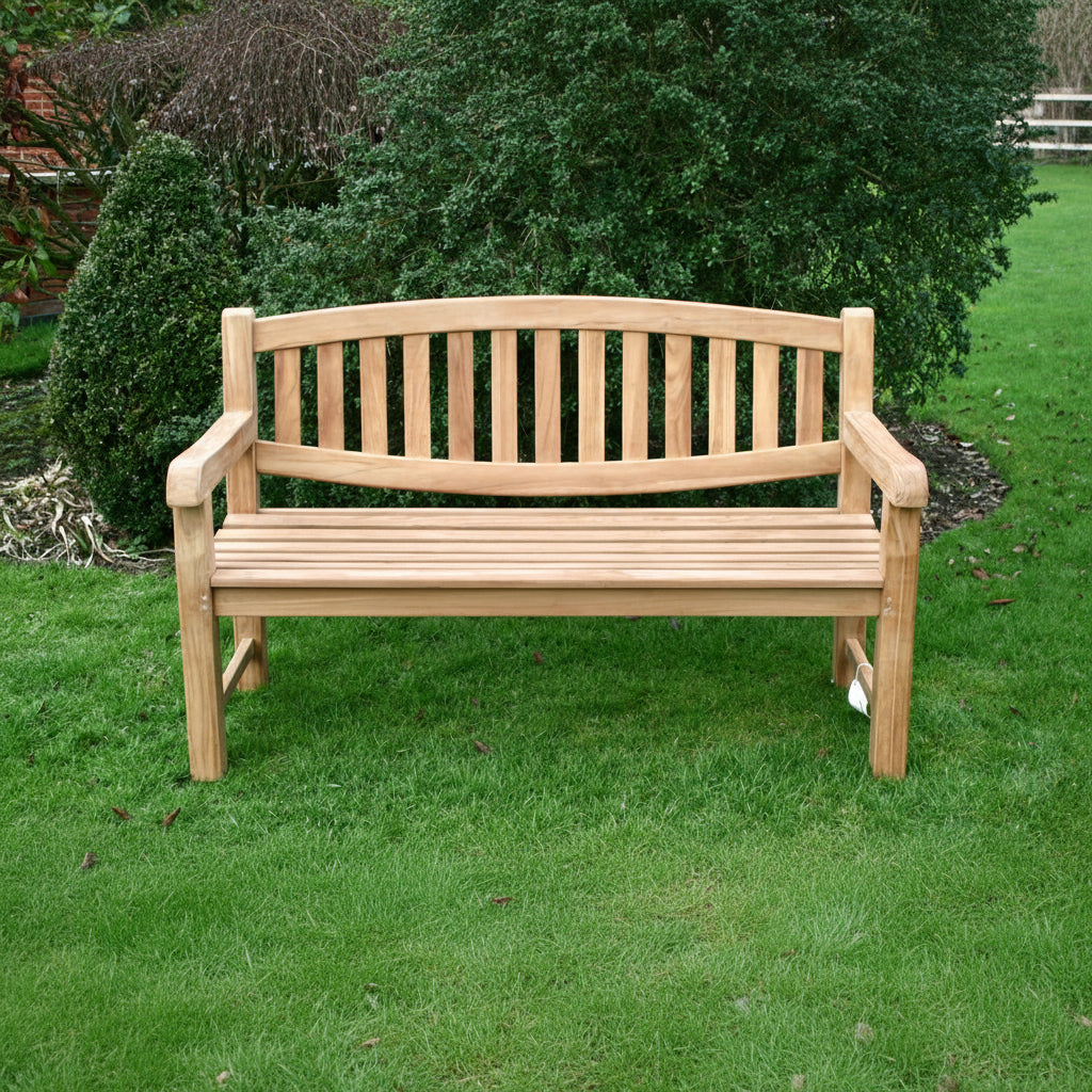 XL Oval Teak Wood Garden Bench | 3 Seater