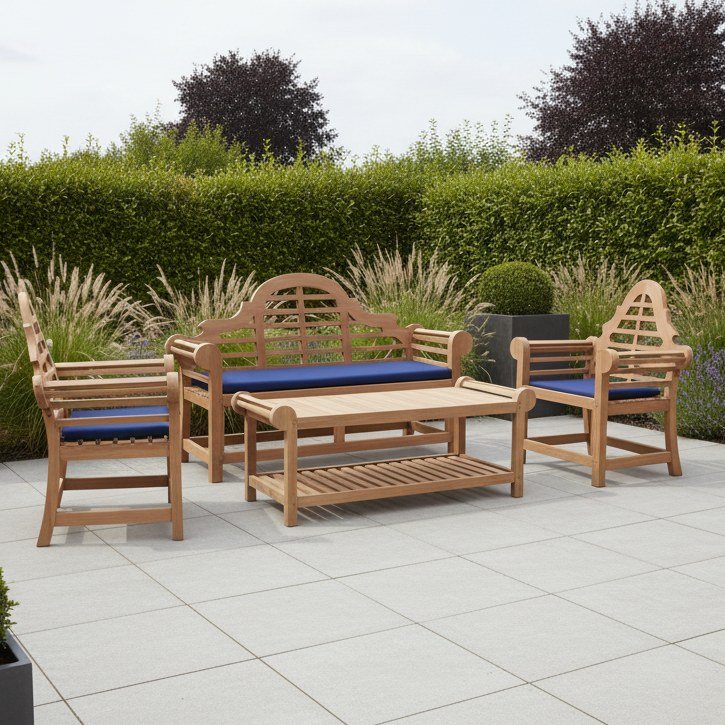 Luytens Teak Wood Outdoor Garden Coffee Set | 4 PIece