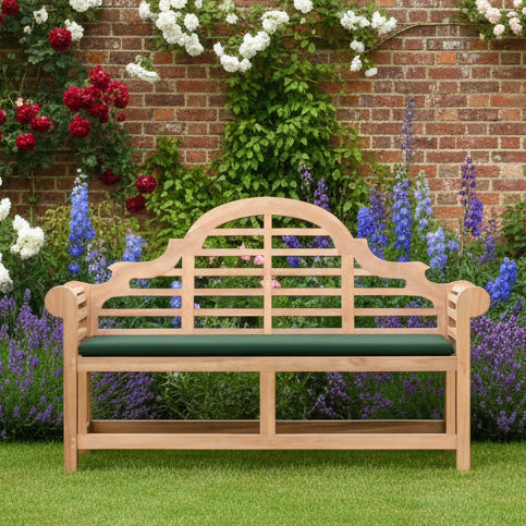 Heavy Duty Lutyens Teak Wood Garden Bench | 3 Seater | With Free Bench Cushion