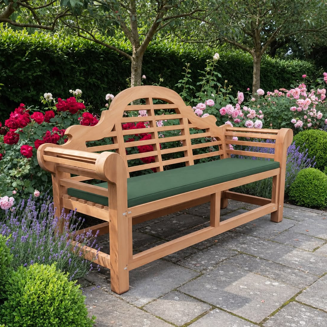 Original Luytens Teak Wood Garden Bench | 4 Seater (180cm | With Free Bench Cushion