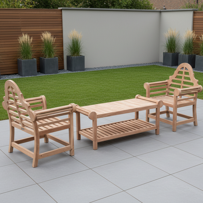 Lutyens Teak Wood Outdoor Coffee Set | 3 Piece