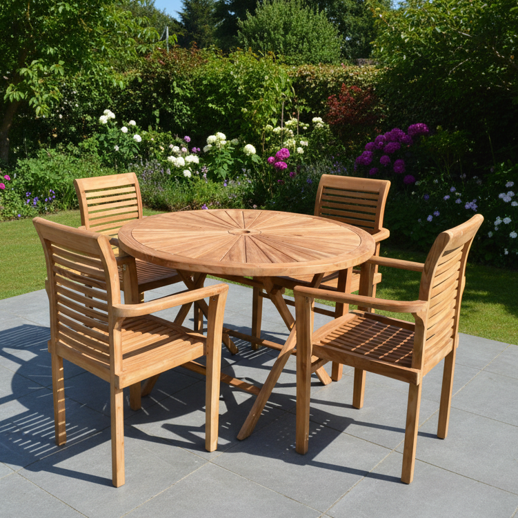 Santorini Teak Wood Outdoor Dining Set | 4 Seater