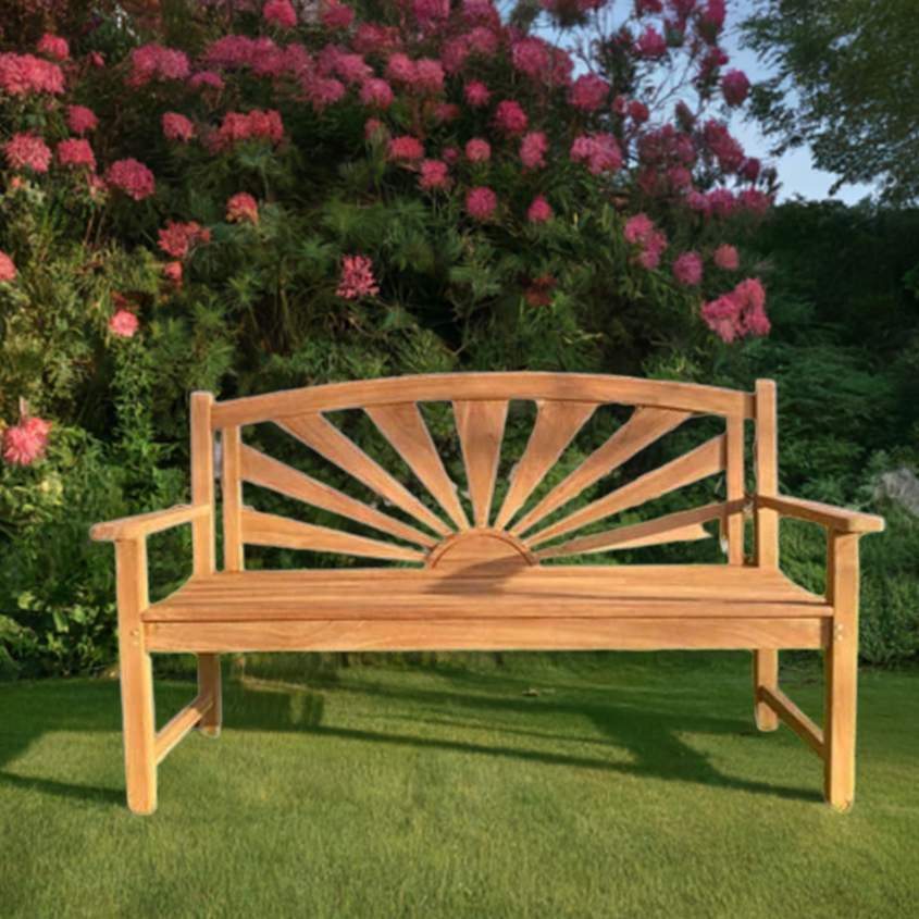 Starburst Teak Wood Garden Bench | 3 Seater