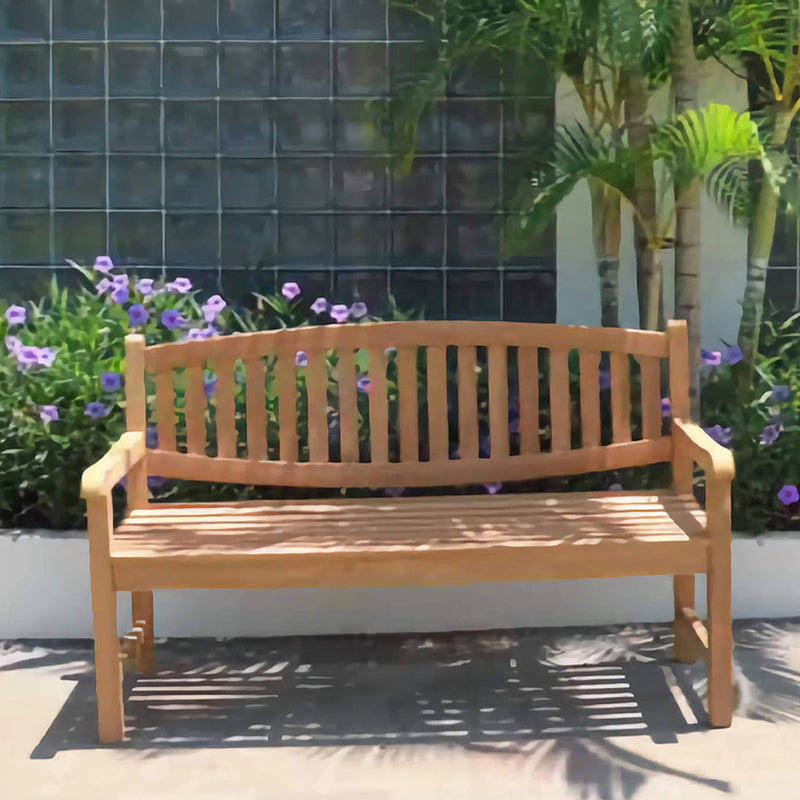Oval Back Teak Wood Garden Bench Seater – Norfolk Designer Gardens