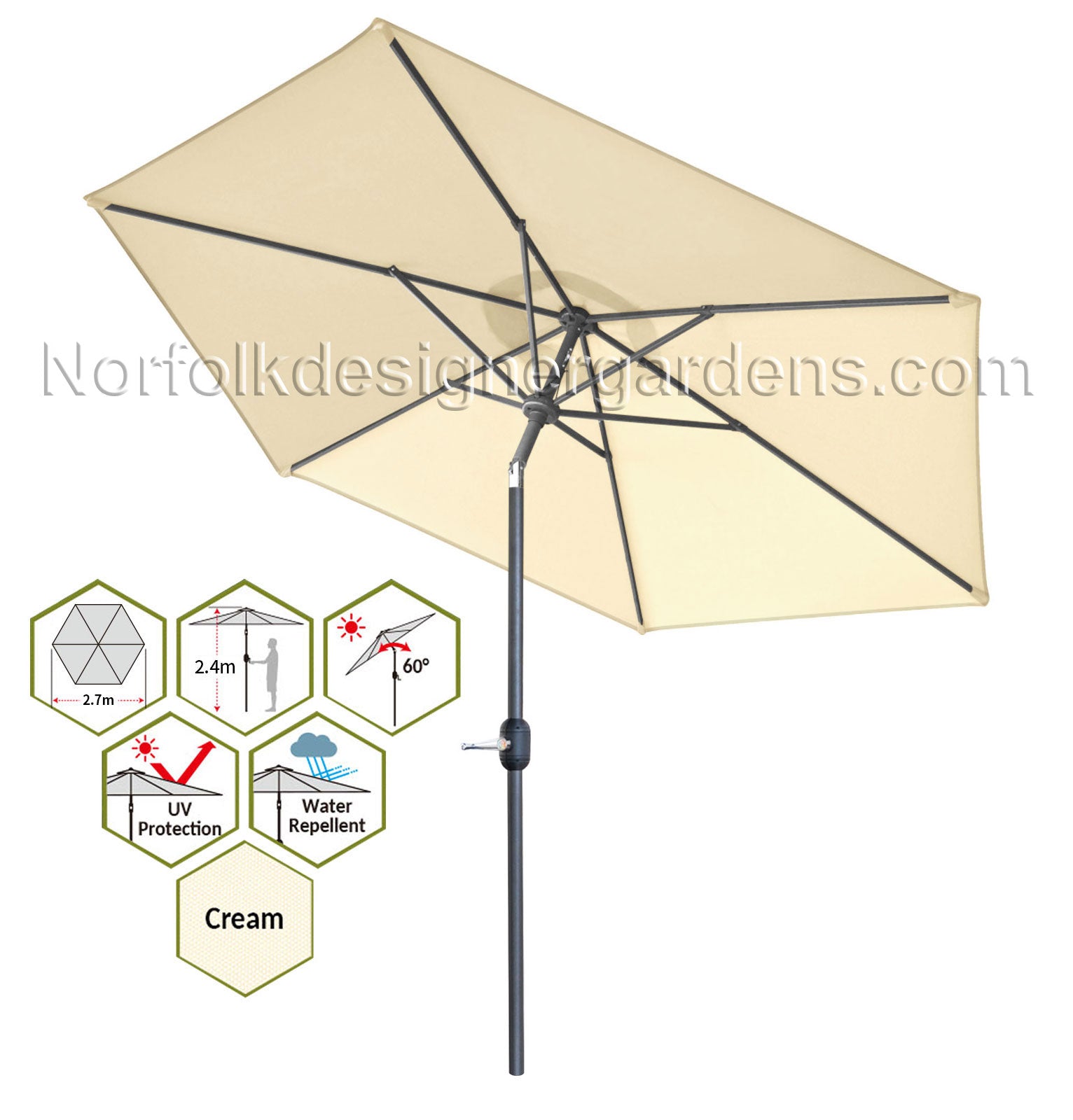 Round Steel Parasol - 2.7m Heavy Duty