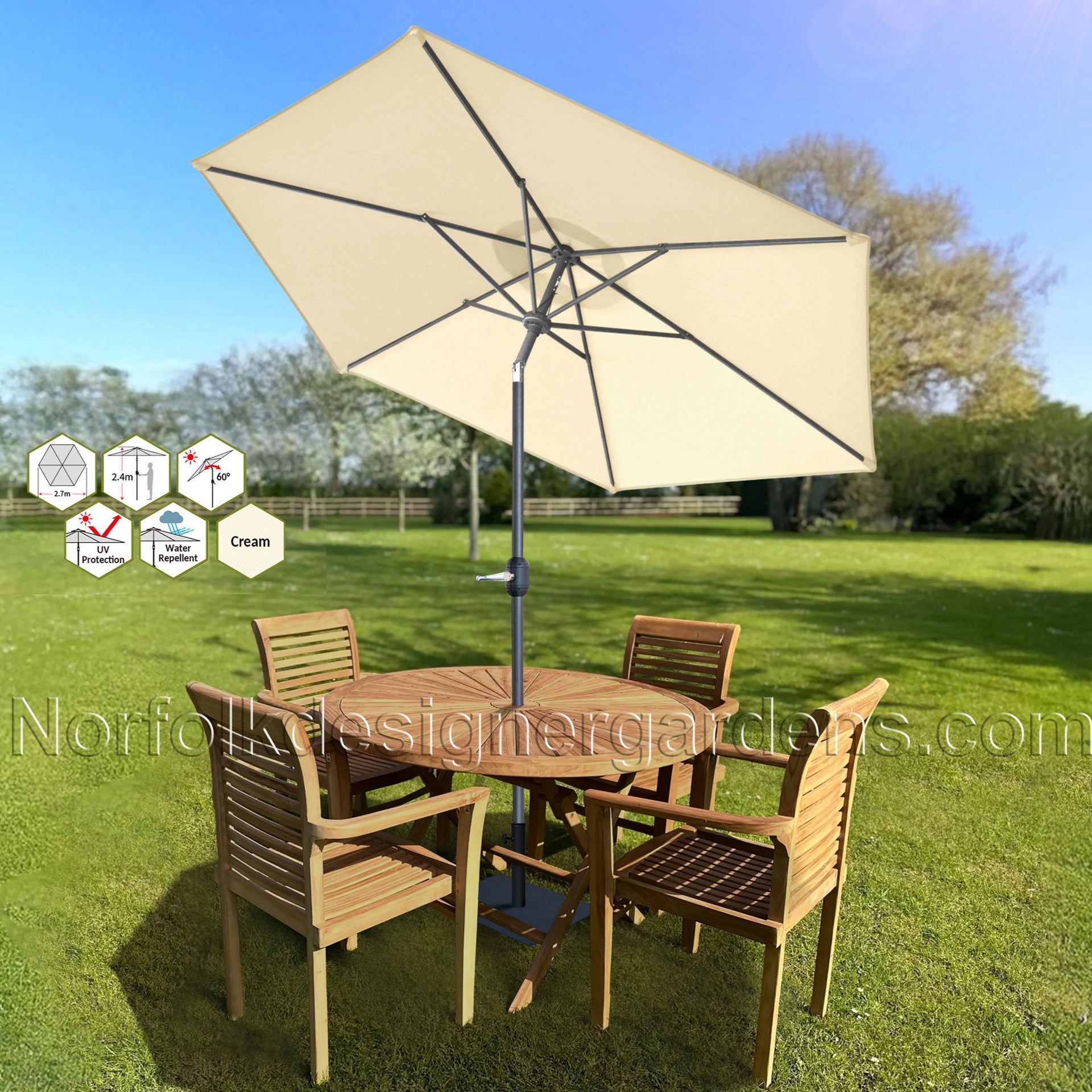 Round Steel Parasol - 2.7m Heavy Duty