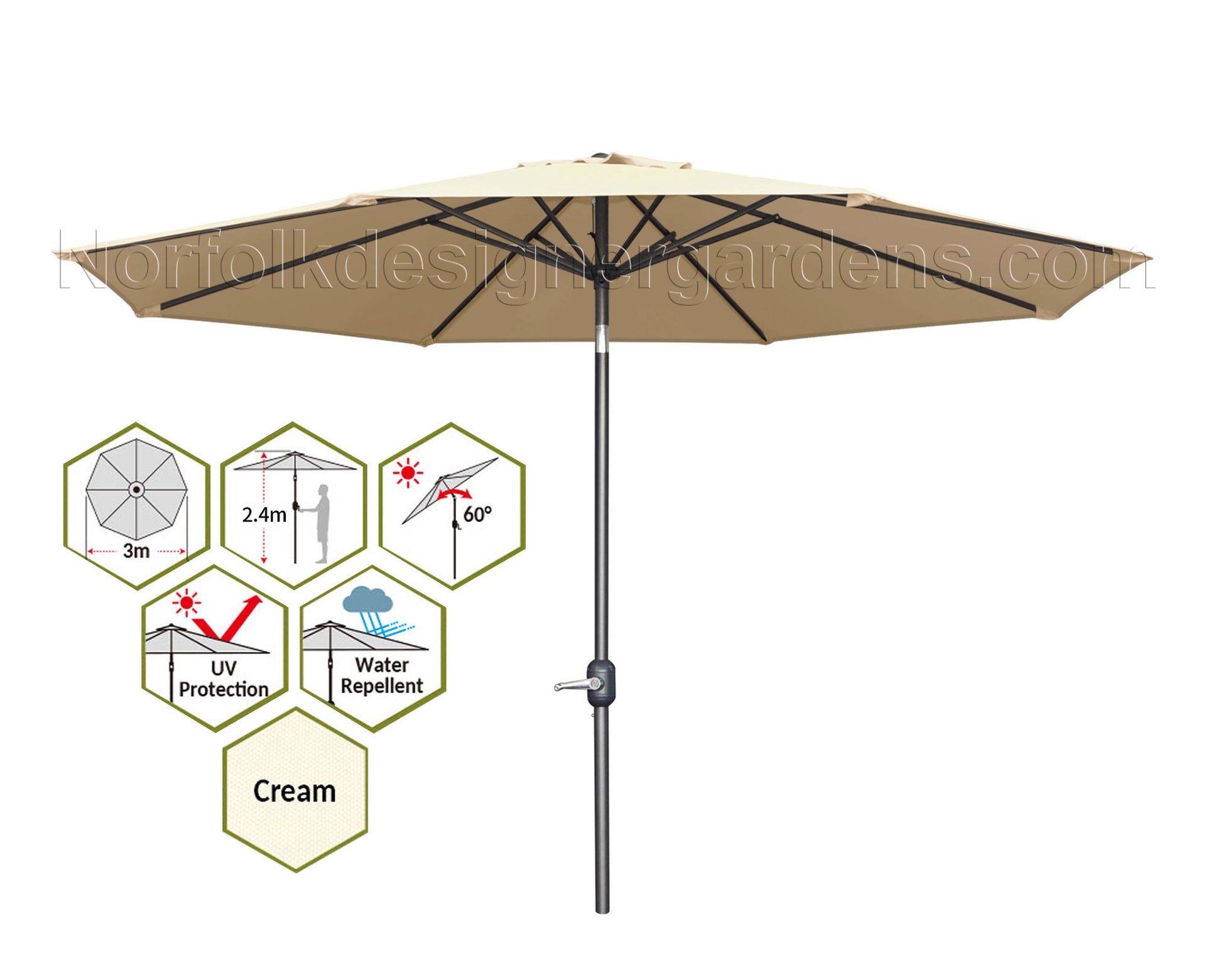 Round Steel Parasol - 3m heavy duty