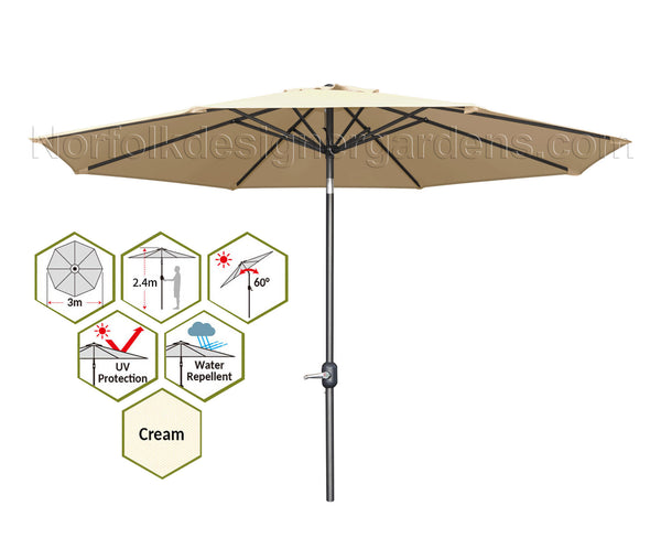 Round Steel Parasol - 3m heavy duty