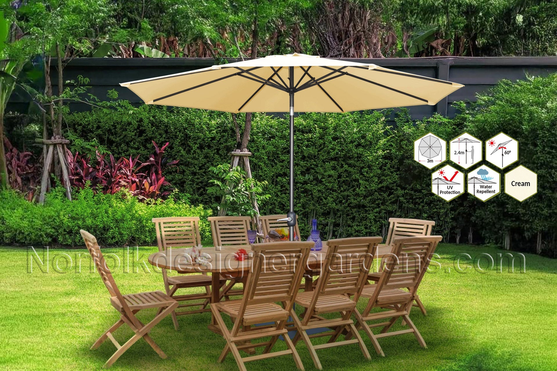 Round Steel Parasol - 3m heavy duty