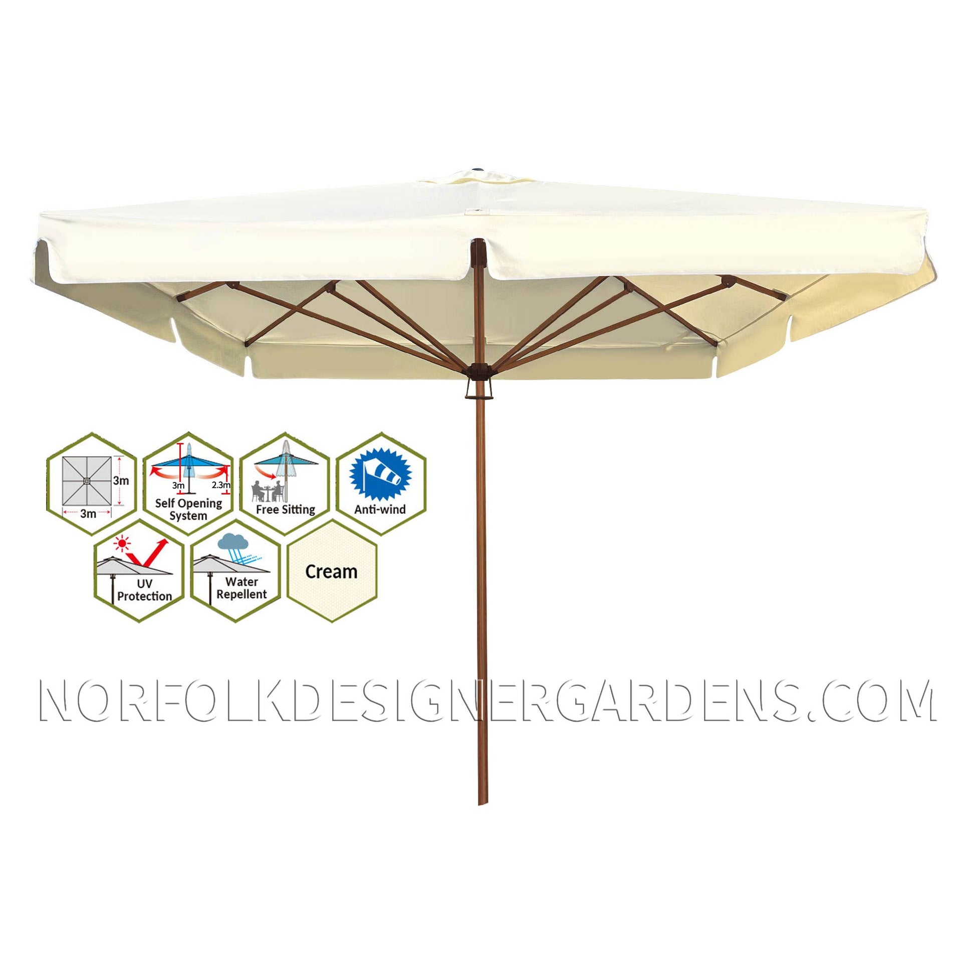 Wooden Colour Square Hotelbrella