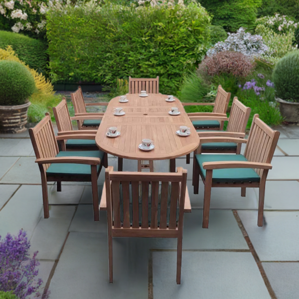 Westminster Teak Wood Outdoor Dining Set | 8 Seater | With Weatherproof Cushions