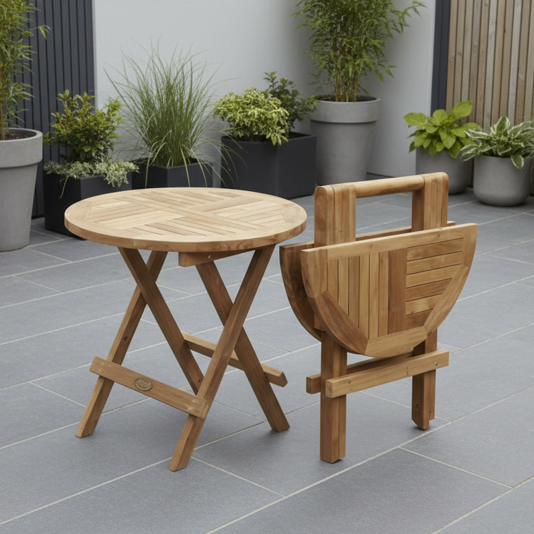 Folding Teak Wood Outdoor Table | Round