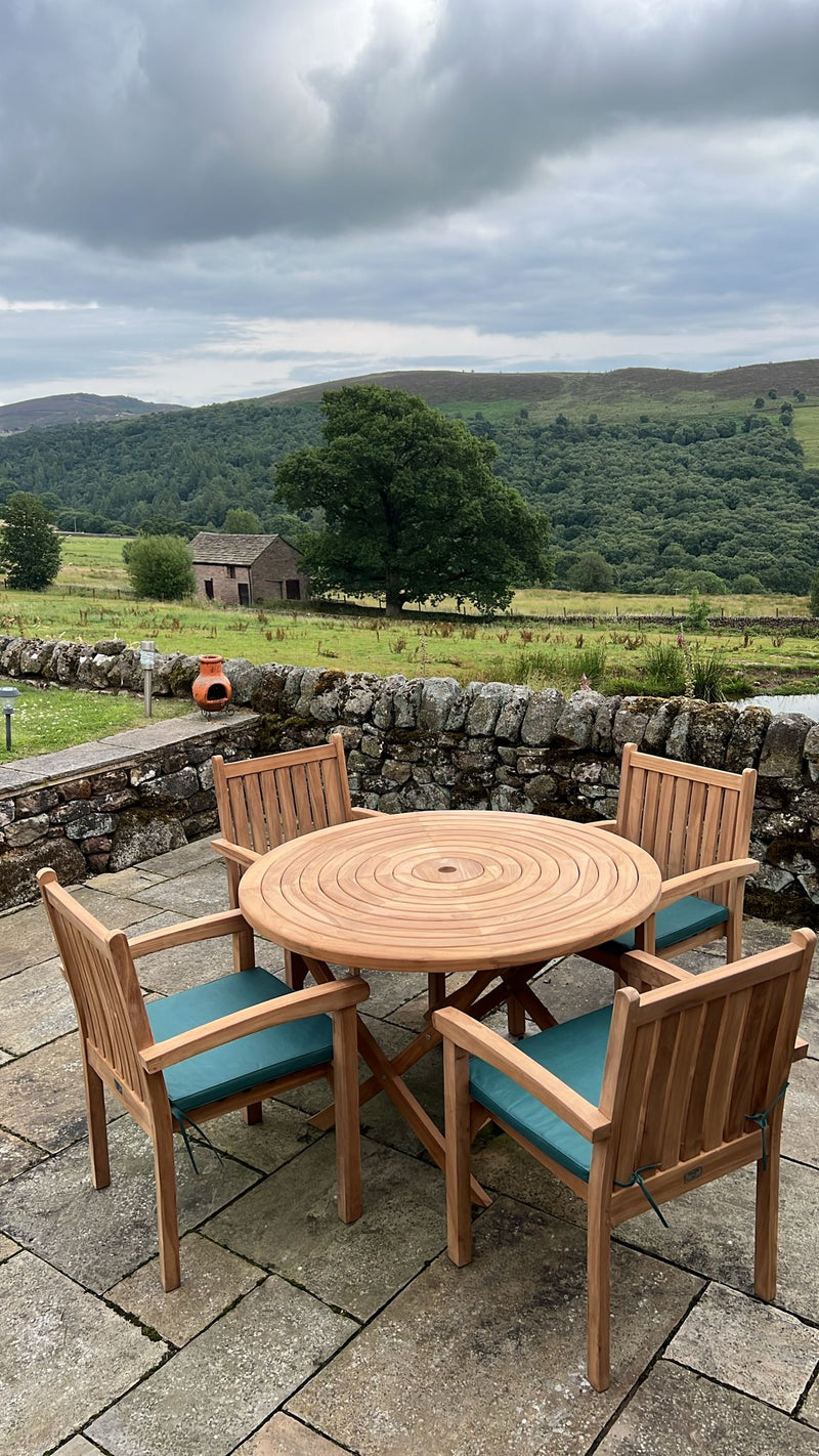 Westminster Teak Wood Outdoor Dining Set | 4 Seater | With Weatherproof Cushions