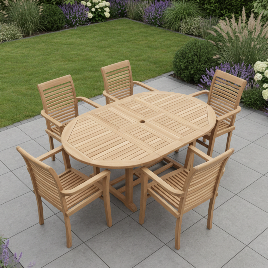 Chelsea Teak Wood Outdoor Dining Set | 6 Seater | With Weatherproof Cushions