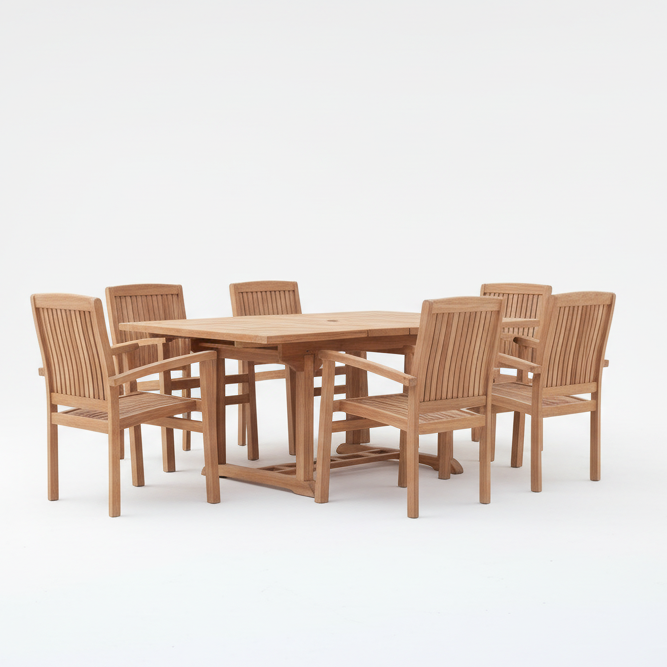 Westminster | Teak Wood Outdoor Dining Set | 6 Seater | With Weatherproof Cushions