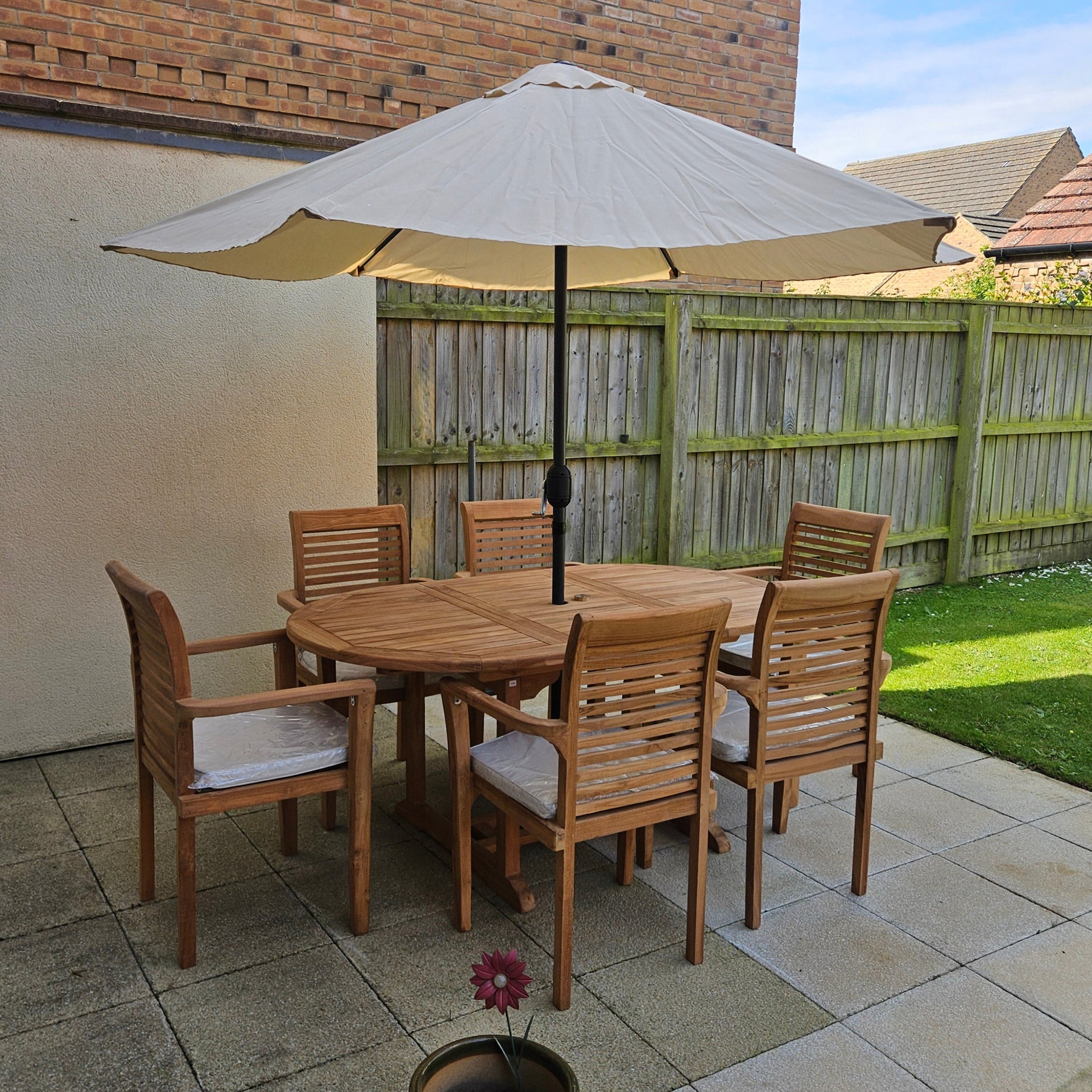 Chelsea Teak Wood Outdoor Dining Set | 6 Seater | With Weatherproof Cushions