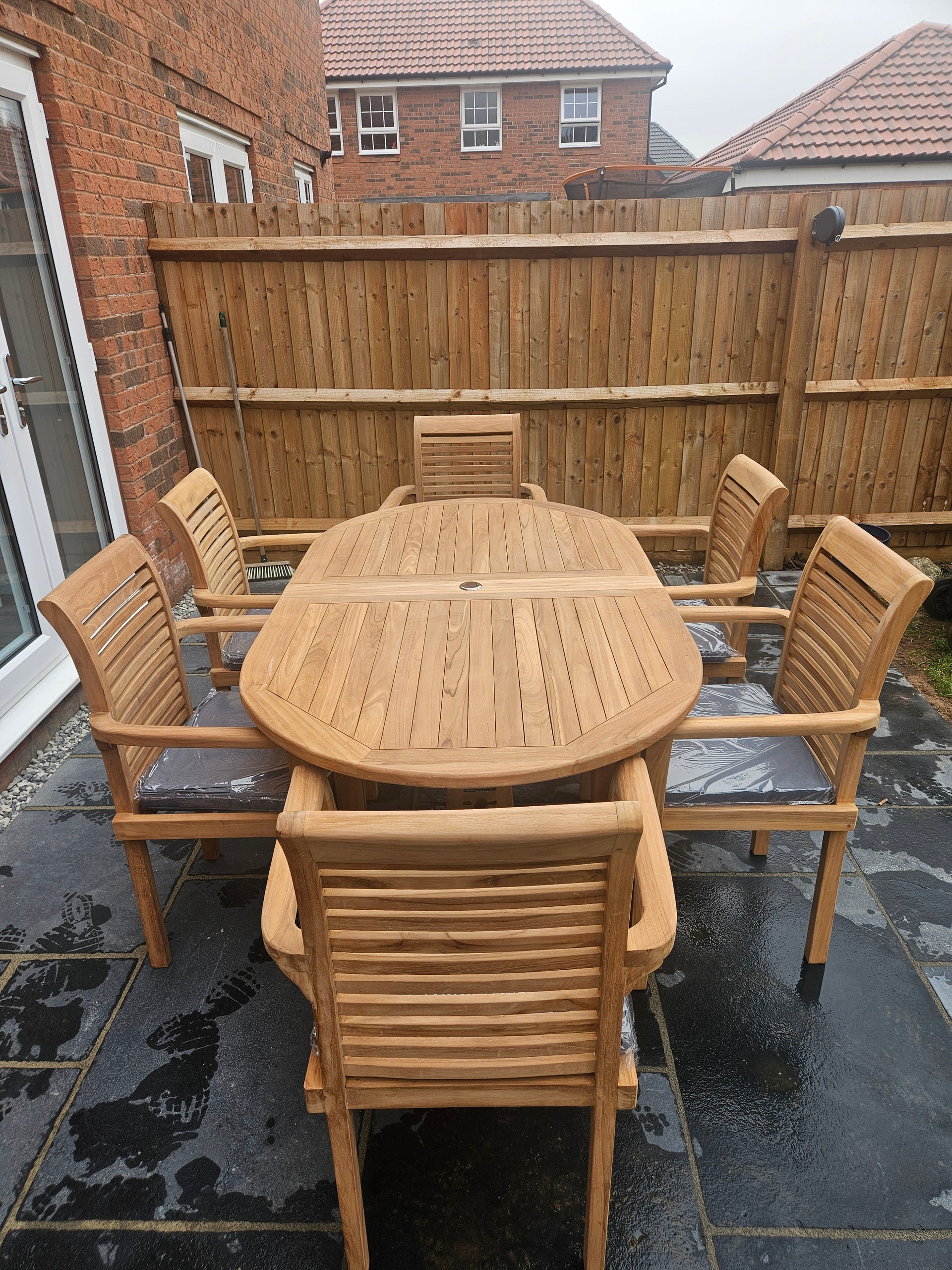Heritage Teak Wood Outdoor Dining Set | 6 Seater | With Weatherproof Cushions